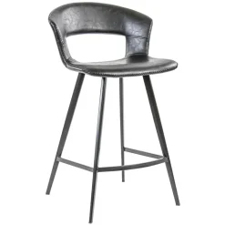 Retro barkruk zwart met imitatieleer>Straluma New