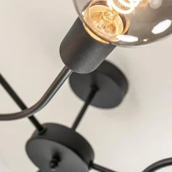 Retro plafondlamp pendel mat zwart 3-lichts></noscript>Straluma Discount
