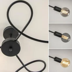 Retro plafondlamp pendel mat zwart 3-lichts></noscript>Straluma Discount