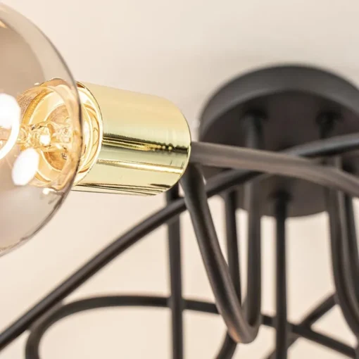 Retro plafondlamp zwart met gouden pendels>Straluma Hot