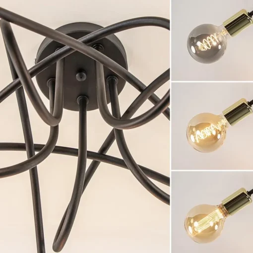 Retro plafondlamp zwart met gouden pendels>Straluma Hot