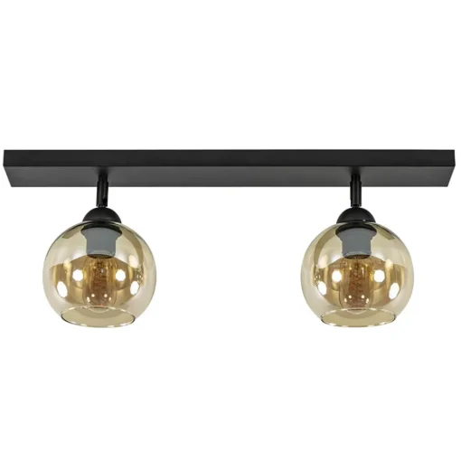 Retro plafondlamp zwart met amber glas verstelbaar>Straluma Discount