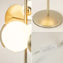 Retro tafellamp goud met wit glas></noscript>Straluma Discount