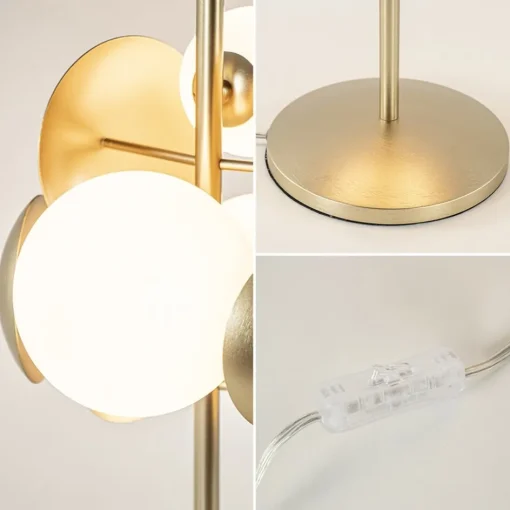 Retro tafellamp goud met wit glas>Straluma Discount