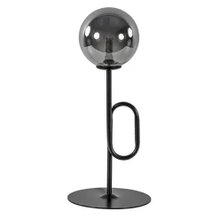 Retro tafellamp zwart met smoke/titanium glazen bol>Straluma Best