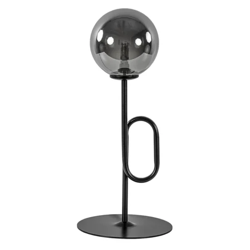 Retro tafellamp zwart met smoke/titanium glazen bol>Straluma Best