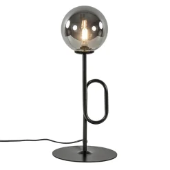 Retro tafellamp zwart met smoke/titanium glazen bol>Straluma Best