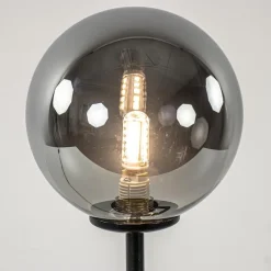 Retro tafellamp zwart met smoke/titanium glazen bol></noscript>Straluma Best