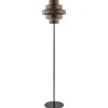 Retro vloerlamp zwart met walnoot houten kap>Straluma Clearance