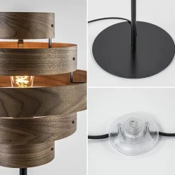 Retro vloerlamp zwart met walnoot houten kap></noscript>Straluma Clearance