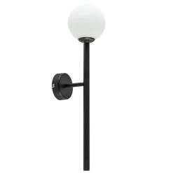 Retro wandlamp zwart met witte glazen bol>Straluma Online