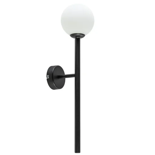 Retro wandlamp zwart met witte glazen bol>Straluma Online