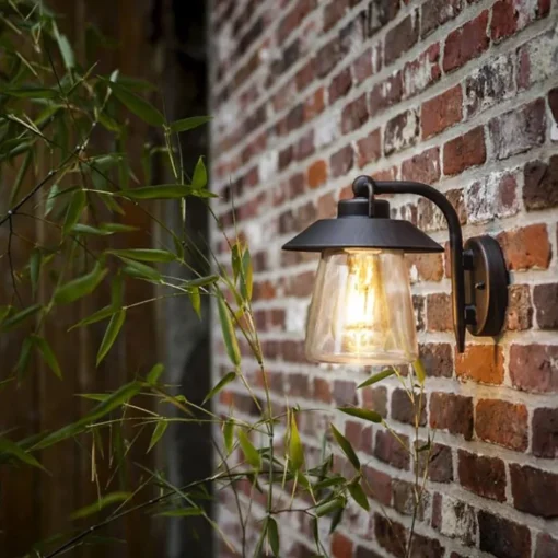 Robuuste buitenlamp wand zwart met roest en glas>Straluma Discount