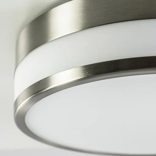 Ronde badkamer plafonnière nikkel met opaal glas>Straluma Discount