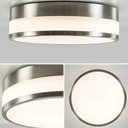 Ronde badkamer plafonnière nikkel met opaal glas>Straluma Discount