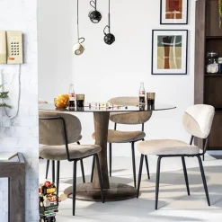 Ronde eetkamertafel bruin glas met mango houten poot></noscript>Straluma Discount