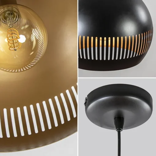 Ronde hanglamp koepel zwart/goud 40 cm>Straluma