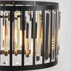 Ronde hanglamp mat zwart met kristalglas></noscript>Straluma