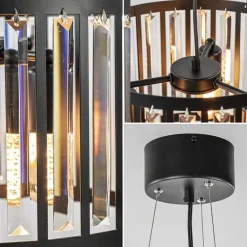 Ronde hanglamp mat zwart met kristalglas></noscript>Straluma