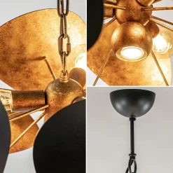Ronde hanglamp textured black met ambachtelijk brons></noscript>Straluma