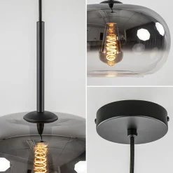Ronde hanglamp zwart met smoke/helder glas gradient><noscript><img width=