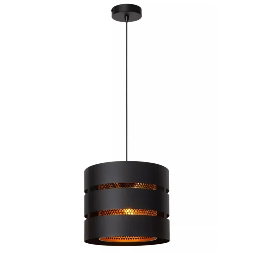 Ronde hanglamp zwart metaal met goud>Straluma Sale