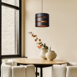 Ronde hanglamp zwart metaal met goud></noscript>Straluma Sale