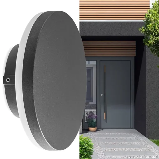 Ronde LED wandlamp tuin antraciet>Straluma Discount