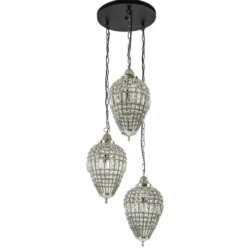 Ronde 3-lichts hanglamp Charlene nikkel/kristal>Straluma New