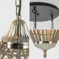 Ronde 3-lichts hanglamp Charlene nikkel/kristal></noscript>Straluma New