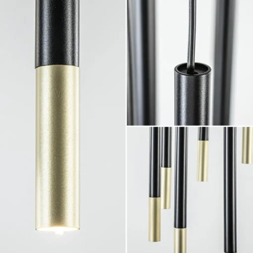 Ronde 8-lichts hanglamp cilinders zwart goud>Straluma Online