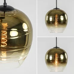 Ronde 3-lichts hanglamp golden gradient met zwart><noscript><img width=