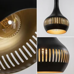 Ronde 3-lichts hanglamp mat zwart met goud><noscript><img width=