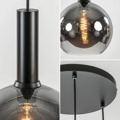 Ronde 3-lichts hanglamp met diverse smoke glazen kappen></noscript>Straluma