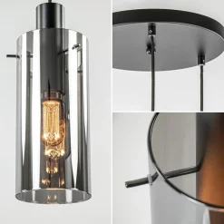Ronde 3-lichts hanglamp met cilinder smoke glas></noscript>Straluma Outlet