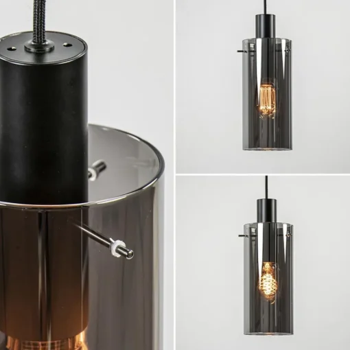 Ronde 3-lichts hanglamp met cilinder smoke glas>Straluma Outlet