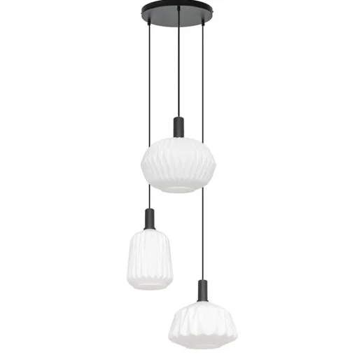 Ronde 3-lichts hanglamp met opaal witte glazen>Straluma Sale