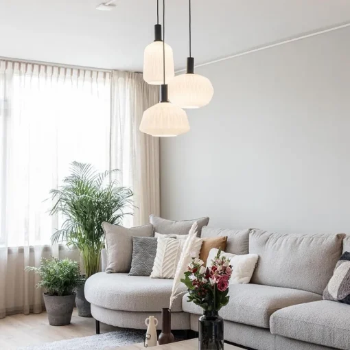 Ronde 3-lichts hanglamp met opaal witte glazen>Straluma Sale