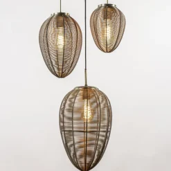 Ronde 3-lichts hanglamp Yaelle antiek brons met zwart></noscript>Straluma Clearance