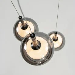 Ronde 3-lichts hanglamp zwart met smoke glas></noscript>Straluma