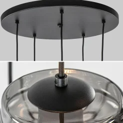 Ronde 5-lichts hanglamp zwart met diverse smoke glazen></noscript>Straluma Outlet