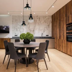 Ronde 3-lichts hanglamp zwart met smoke/helder glas><noscript><img width=