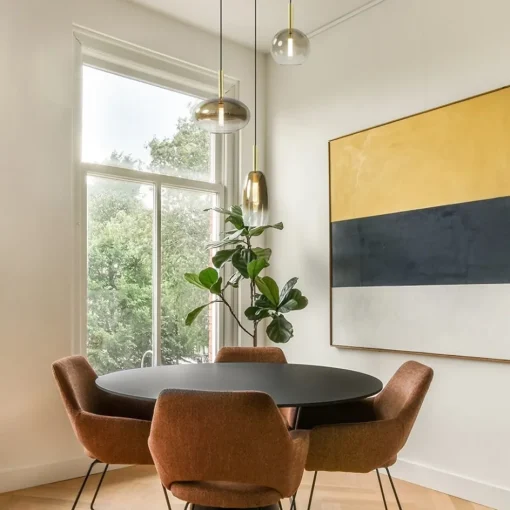 Ronde 3-Lichts LED hanglamp met gold fading glas>Straluma Outlet
