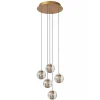 Ronde 5-lichts LED hanglamp goud met helder glas>Straluma Best