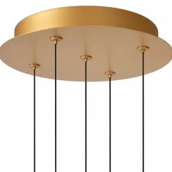 Ronde 5-lichts LED hanglamp goud met helder glas></noscript>Straluma Best