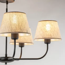 Ronde plafondlamp 5-lichts zwart met taupe kapjes></noscript>Straluma Sale