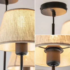 Ronde plafondlamp 5-lichts zwart met taupe kapjes></noscript>Straluma Sale