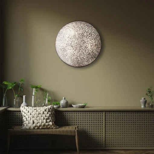 Ronde schelpen wandlamp wit/parelmoer 60 cm>Straluma