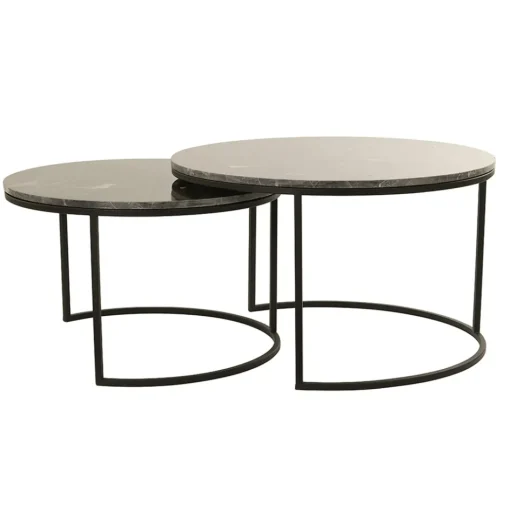 Salontafel Alfio set van 2 bruin marmer met zwart>Straluma Sale