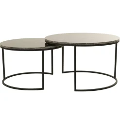 Salontafel Alfio set van 2 bruin marmer met zwart>Straluma Sale
